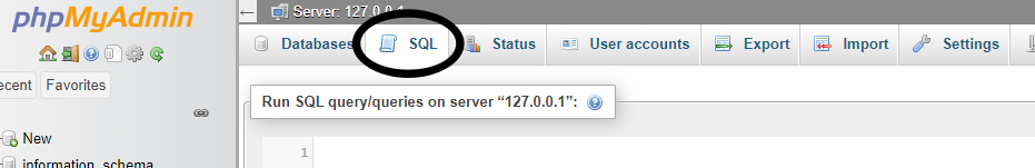 phpMyAdmin-sqlentery